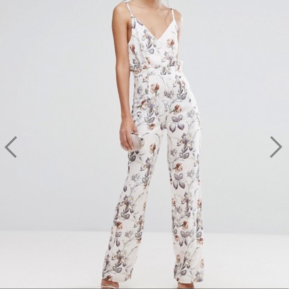 HOPE AND IVY CREAM FLORAL JUMPSUIT